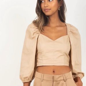 Animari Shay Open Back Top Khaki Large NWT